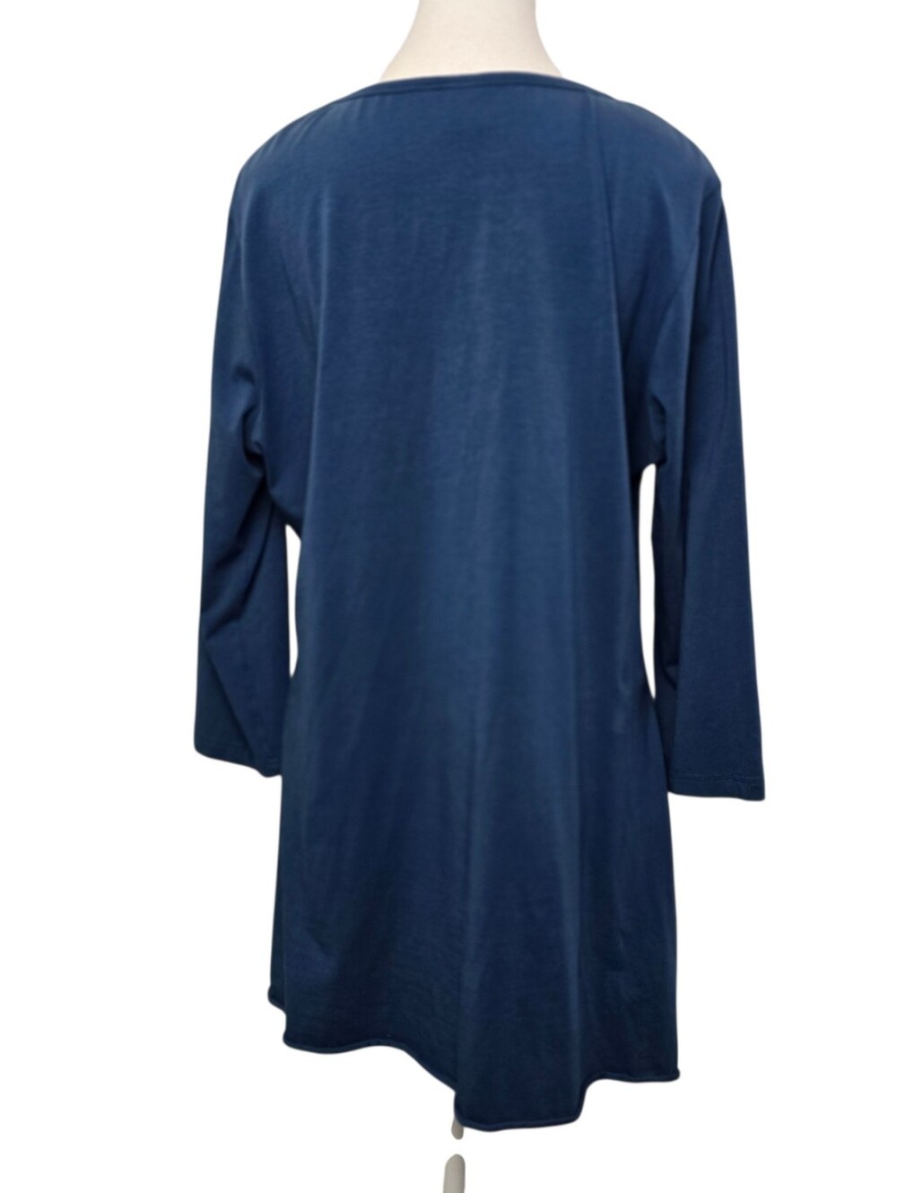 Parsley & Sage Blue Asymmetrical Tiered Tunic Blouse 3/4 Sleeve Size Large Boho - Picture 3 of 6